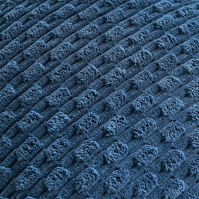 Set of 4 Blue Decorative Throw Pillow Covers 22x22 Inch Corduroy Pillow Covers - Image 5