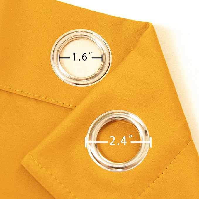 Blackout Curtains 66 x 84 inch/Yellow Curtains Set of 2 Panels/Thermal - Image 6