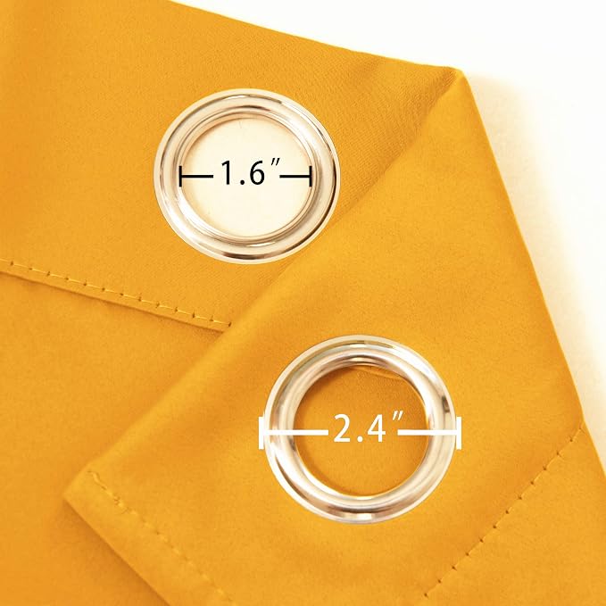 Yellow Blackout Curtains 34 x 63 Inch Length/Set of 2 Curtain Panels/Thermal - Image 5