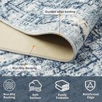 6x9 Washable Area Rug for Living Room Bedroom: Non-Slip Modern Blue Gold | - Image 4