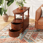 Slim End Table with 2 Storage Drawers, Retro Vintage Sofa Beside Table - Image 6