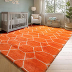 Area Rugs for Bedroom Living Room, 4x6 Fluffy Orange and White Modern Rug | - Image 8