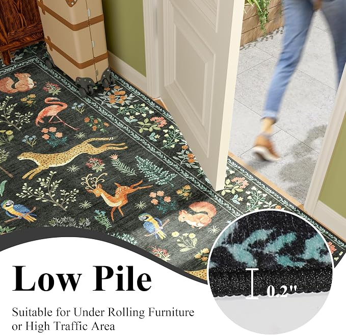 DUKINO 2x14 Runner Rug for Hallway, Soft Animal Washable Runner Rug, Low Pile - Image 7
