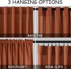Terracotta Linen Curtains 102 inches Long 2 Panels - Image 3