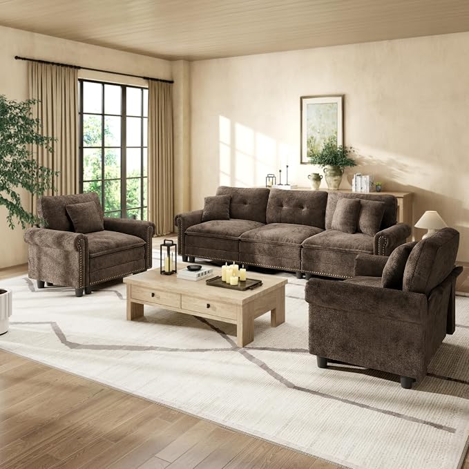 HERA'S HOUSE 3 Pieces Modular Sectional Sofa Sets, Oversized Couch Set by HERASHOUSE