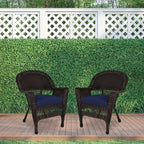 Jeco Wicker Chair with Blue Cushion - Image 7