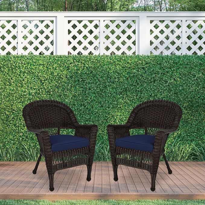 Jeco Wicker Chair with Blue Cushion - Image 7