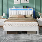 Furnulem White Queen Bed Frame by Furnulem