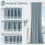 Blue 100% Blackout Linen Curtains 72 Inch Length 2 Panels Set - Image 6