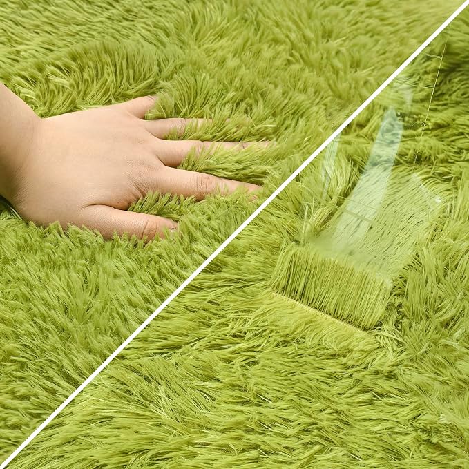 2x8 Bedside Area Rugs for Bedroom Soft Fluffy Shag Green Rug for Hallway - Image 6