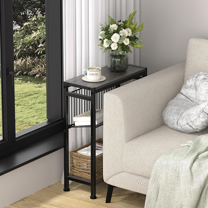 End Table Set of 2 for Small Space, 3-Tier Narrow Side Table - Image 4