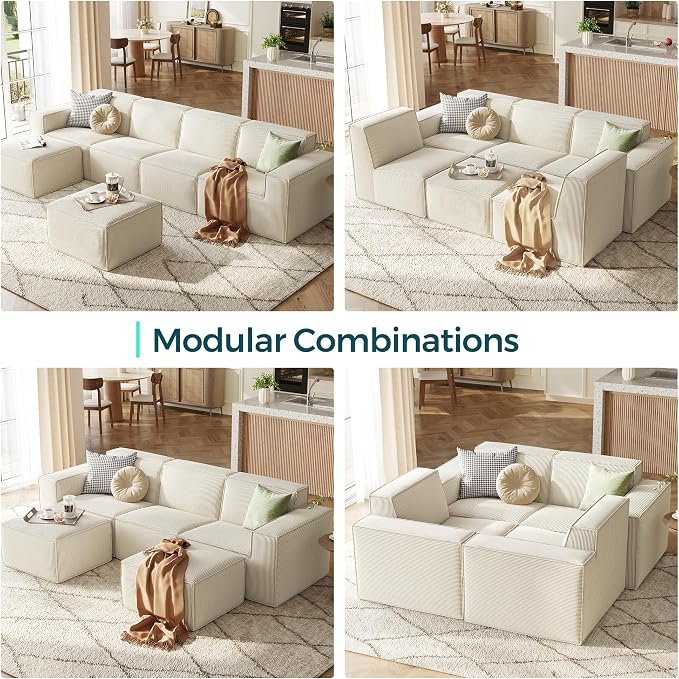 LINSY HOME Oversized Modular Sectional Sofa, Corduroy Sectional Couches - Image 7