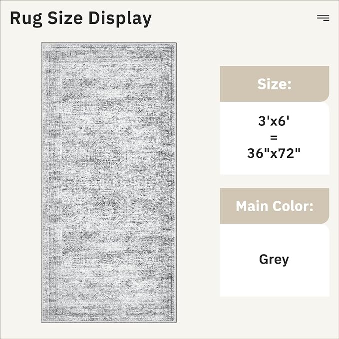 Soalmost Washable Kitchen Runner Rug 3x6 Hallway Entry Rugs Non-Slip, Foldable - Image 5