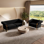 Mid-Century Modern Black Velvet Single Sofa - Image 8