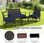 Tangkula 8 Pieces Outdoor Conversation Set, Patio PE Wicker Sofa - Image 5