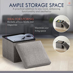 Ornavo Home Small Storage Ottoman Foldable Collapsible Cube Square Linen - Image 3