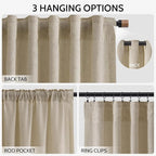 Eggshell Beige Linen Curtains 96 Inches Long - Image 2