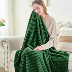 BEDELITE 3D Ribbed Dark Green Fleece Throw Blanket - Image 4