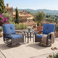 3-Piece Outdoor Patio Furniture Set, 2 Swivel Rocking Chairs and Tempered Glass by GAOMON