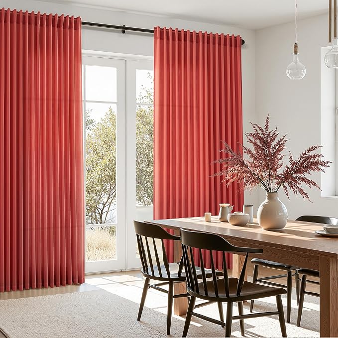 Christmas Red Linen Curtains 96 Inches Long - Image 7