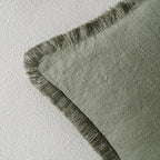MIULEE Linen Decorative Euro Throw Pillow Covers Light Olive Green 28x28 | Set - Image 3