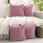 Set of 4 Pink Decorative Throw Pillow Covers 18x18 Inch Corduroy Pillow Covers - Image 3