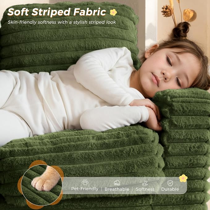 MAXYOYO Extra Wide Kids Bean Bag Chair, Comfy Faux Fur Bean Bag Sofa - Image 6