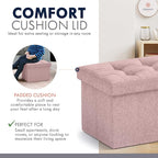 Ornavo Home Small Storage Ottoman Foldable Collapsible Rectangle Linen Ottoman - Image 6