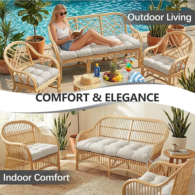3 Pcs Wicker Chair Cushions Patio Loveseat Chaise Cushion Set - Image 5