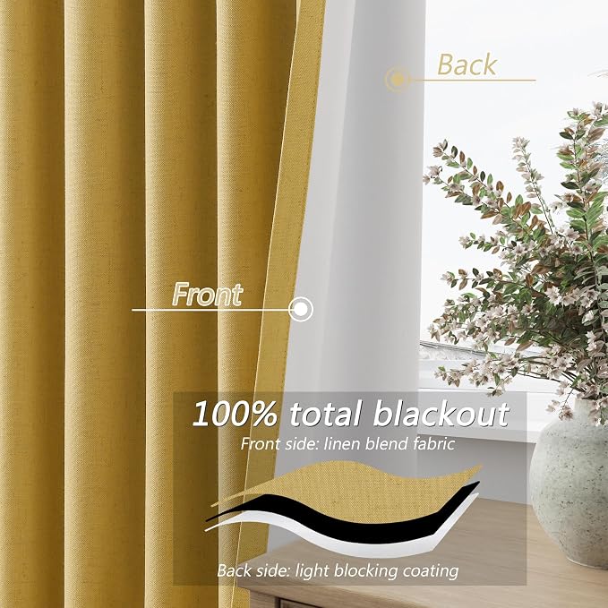 100% Blackout Curtains 63 Inch Length 2 Panels Set - Image 4