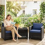 Outsunny 3 Piece Patio Furniture Set, Wicker Outdoor Bistro Set - Image 8
