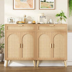 Rattan Buffet Sideboard Set of 2, Boho Buffet Cabinet by Keehusux