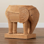 Bali & pari Elissa Bohemian Light Honey Rattan Elephant End Table - Image 9
