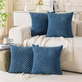 Set of 4 Blue Decorative Throw Pillow Covers 26x26 Inch Corduroy Pillow Covers by Cozoomy
