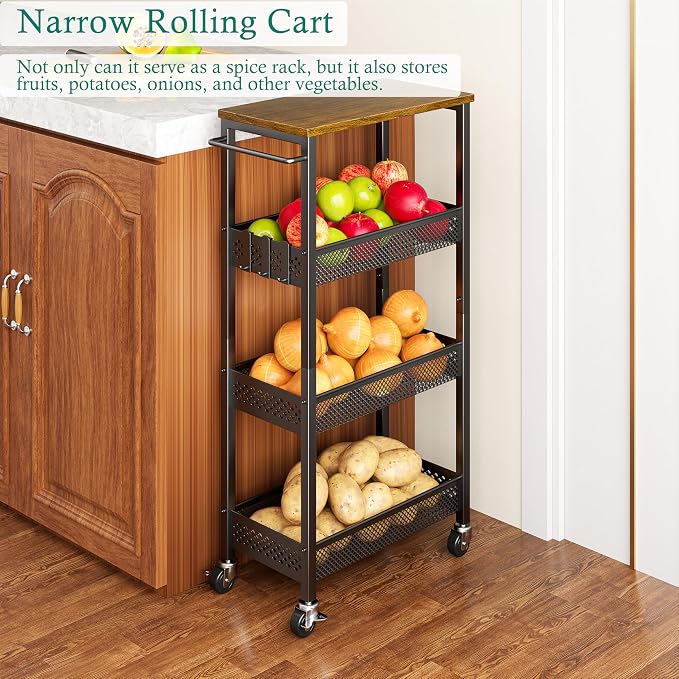 XYZLVSI Slim Storage Cart 4 Tier Fruit and Vegetable Baskets - Image 6