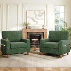 Mid Century Modern Accent Chairs Set of 2, Chenille Comfy Living Room Arm Chairs by ErdoruLiving