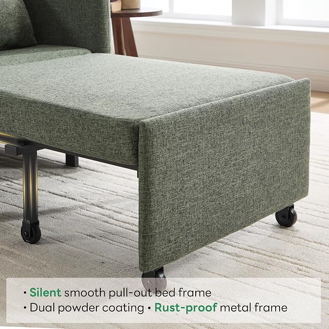 Iroomy 5-Level Adjustable Convertible Sleeper Chair, 3-in-1 Pull Out Sofa Bed - Image 8