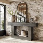 LITTLE TREE 63 Inches Long Console Table, 2-Tier Farmhouse Sofa Table Behind - Image 3