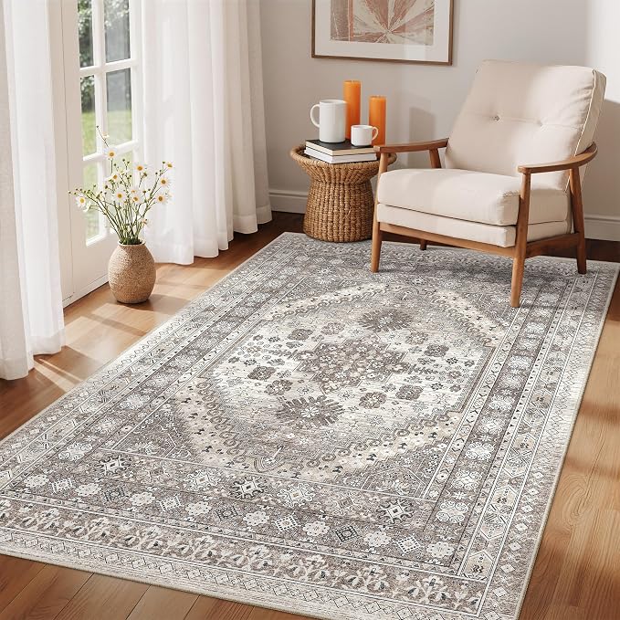 3x5 Rug for Entryway, Washable Area Rug, Living Room, Dining Room, Vintage Rug - Image 4
