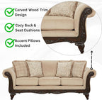 Hernen Carved Wood Frame Sofa - Image 5
