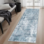 Soalmost Abstratc Runner Rug 2x5 Washable Kitchen Entry Runners Blue/Grey | by Soalmost