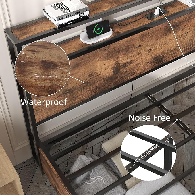 Lifezone Full Bed Frame with 2-Tier Storage Headboard, Metal Platform Bed Frame - Image 7