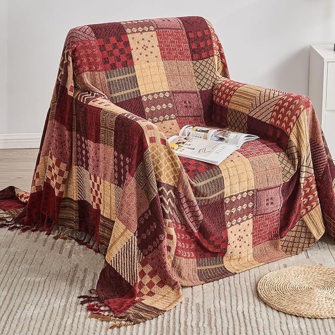 Boho Throw Blanket, Patchwork Large Blankets - Image 9