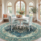 RELEANY Washable Area Rug, Round 8ft, Water Repellent, Pet Friendly, Vintage - Image 2
