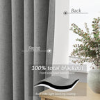 100% Blackout Linen Curtains 80 Inch Length 2 Panels Set - Image 4