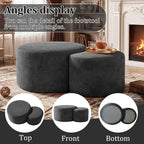 BSHOMGI Boneless Ottoman Nesting Coffee Table Set of 2, Corduroy Soft Foot Rest - Image 6