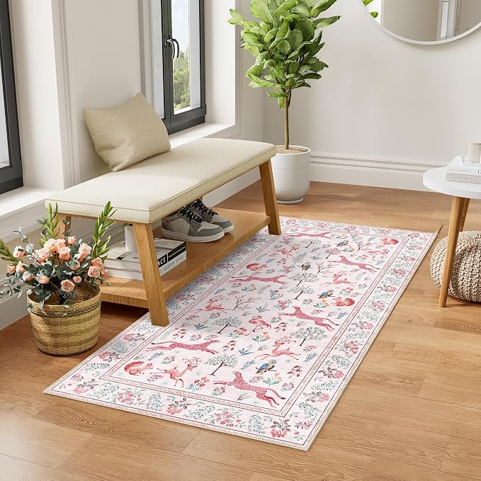 DUKINO 2x4 Rug for Entryway, Animal Washable Runner Rug for Kitchen, Low Pile - Image 3