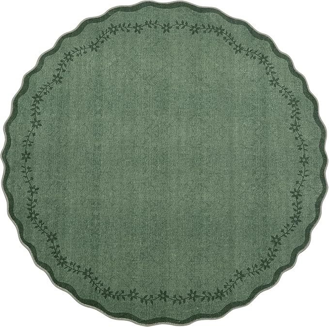 GarveeHome Round Rugs 6ft Scalloped Washable Circle Rug - Image 4