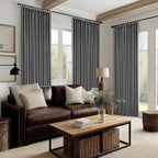 Charcoal Grey Pleated Thick Linen Blackout Curtains 120 Inches Long - Image 7