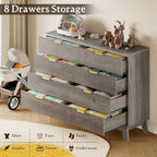 BORNOON Fluted 8 Drawer Tall Dresser, 47.2" Wide Modern Boho Chest of Drawers - Image 6
